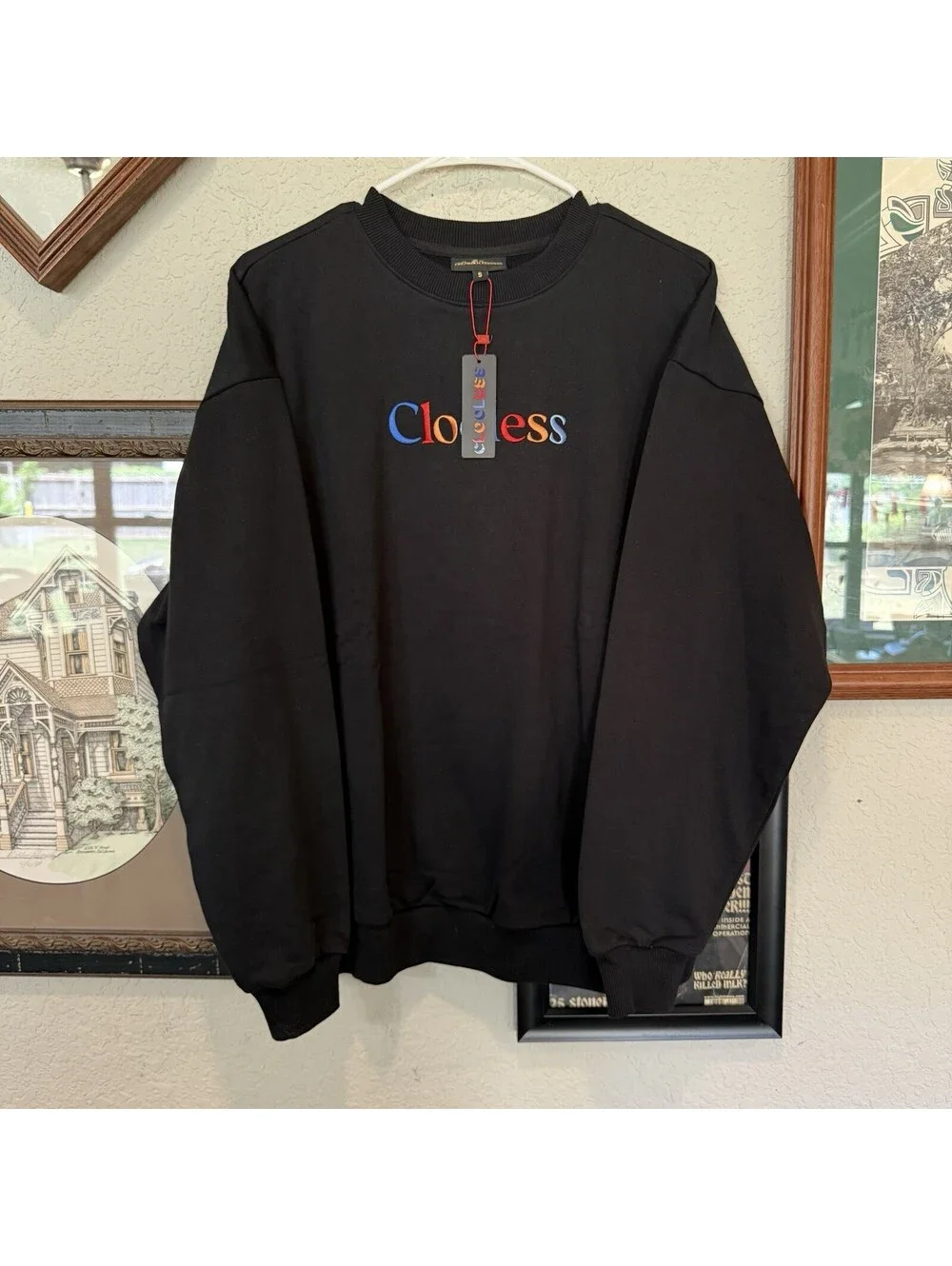 NWT Clooless Mens Primary Logo Designer Crewneck Sweatshirt Size Small
